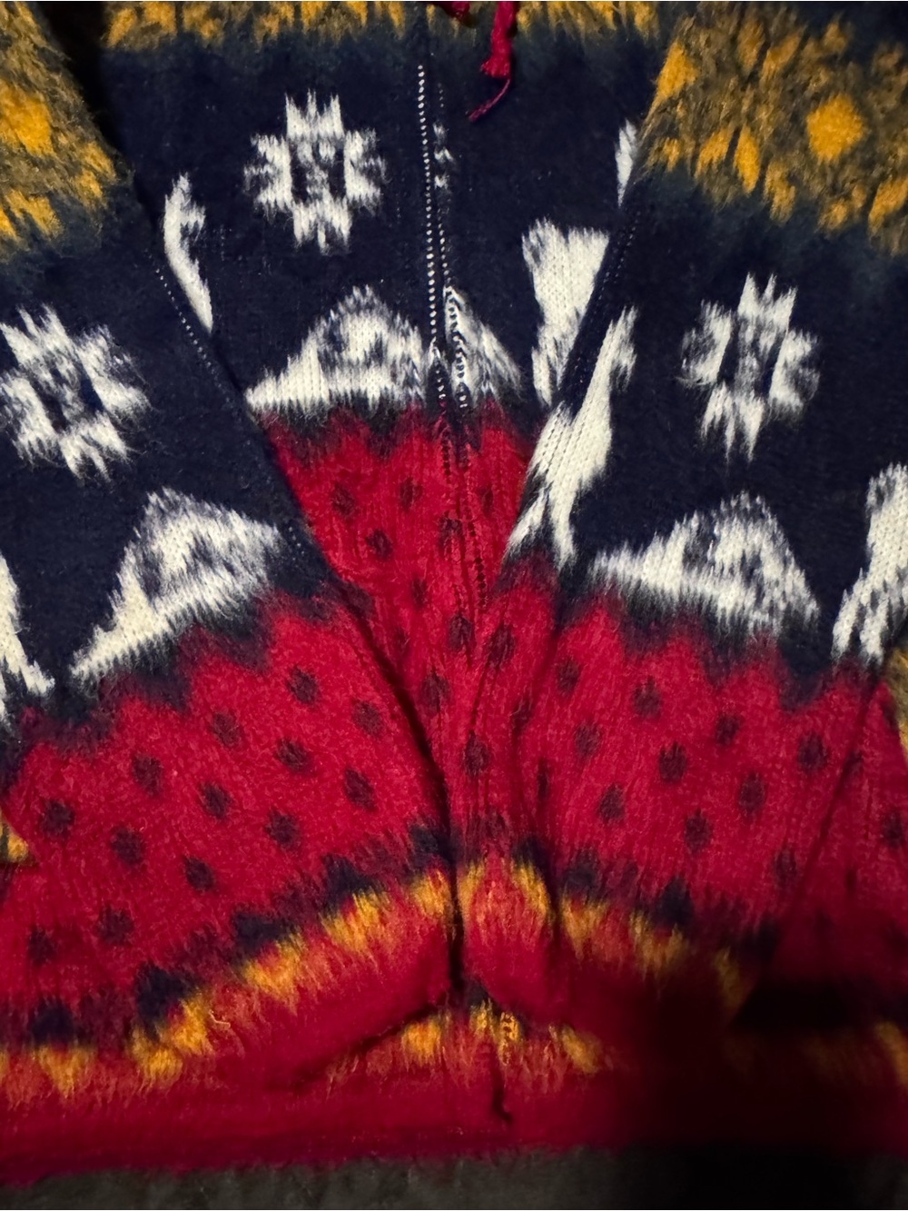 ALY MARKA Striped Knit wool Sweater in Red, Mustard & Navy